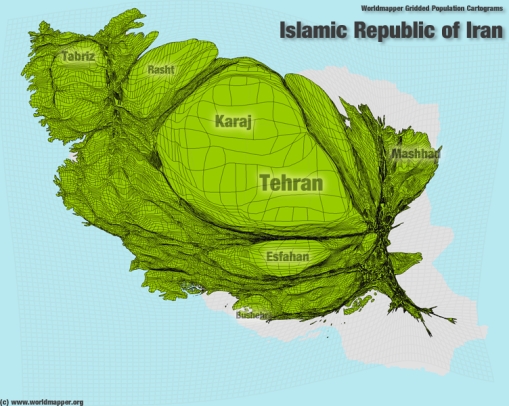 iran population density